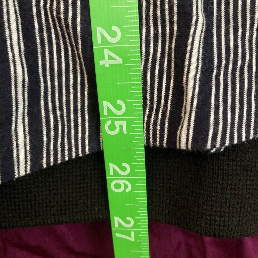 T by Talbots Shirt Womens Sz LP Petite Navy Blue Knit Casual Striped Cotton - Picture 8 of 8